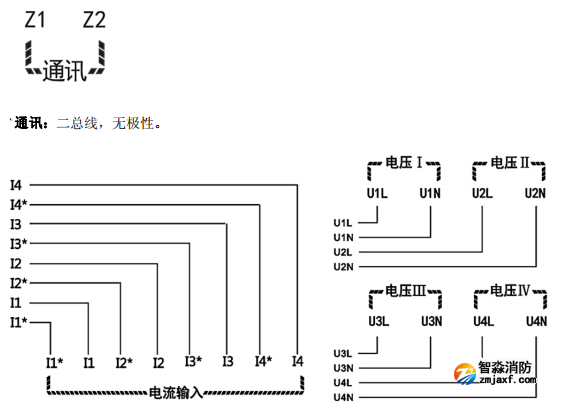 云南海灣GST-DJ-D44C交流單相電壓電流傳感器（四路電壓、四路電流）安裝接線端子說(shuō)明
